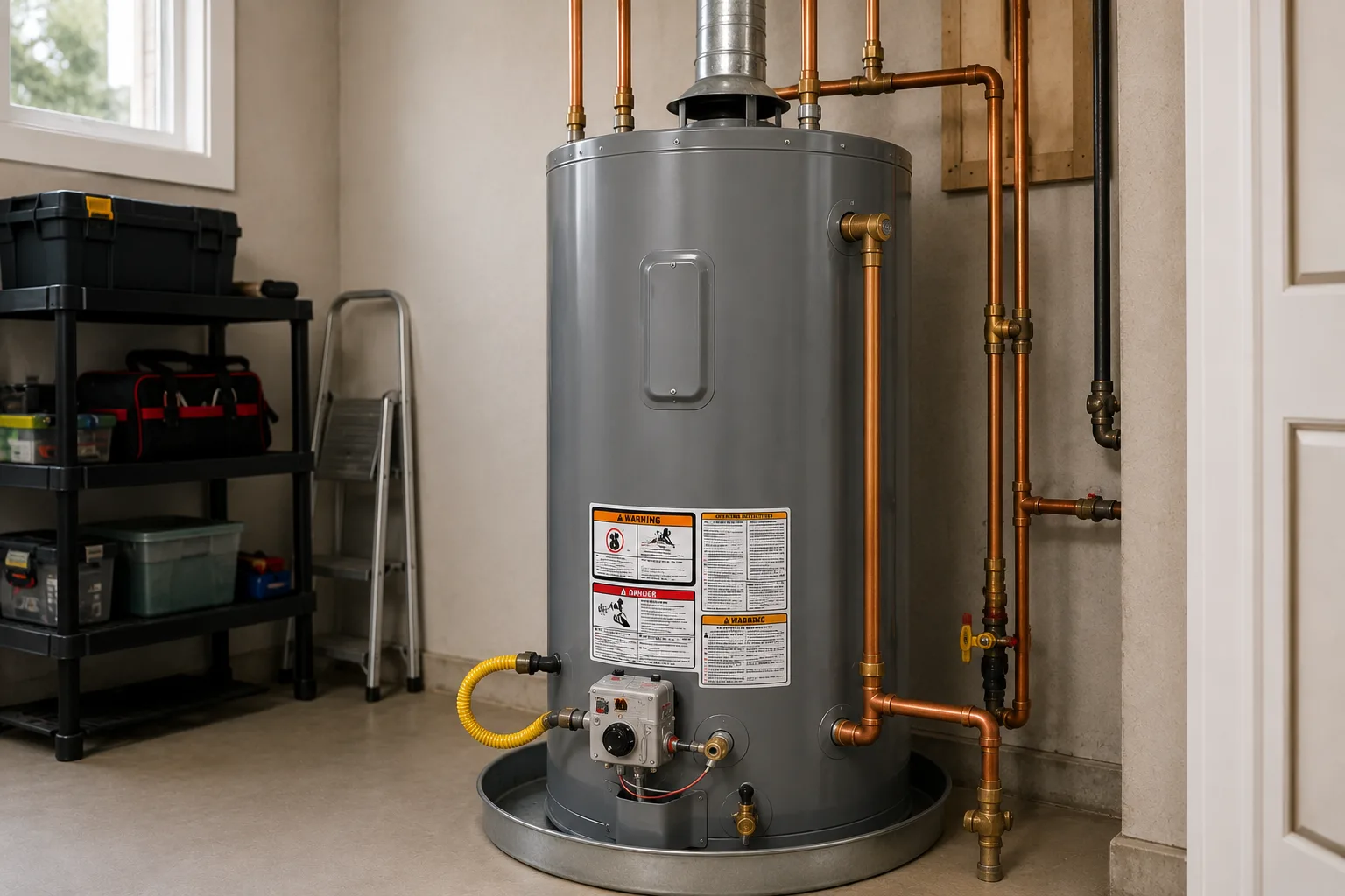 Gas tank water heater installation