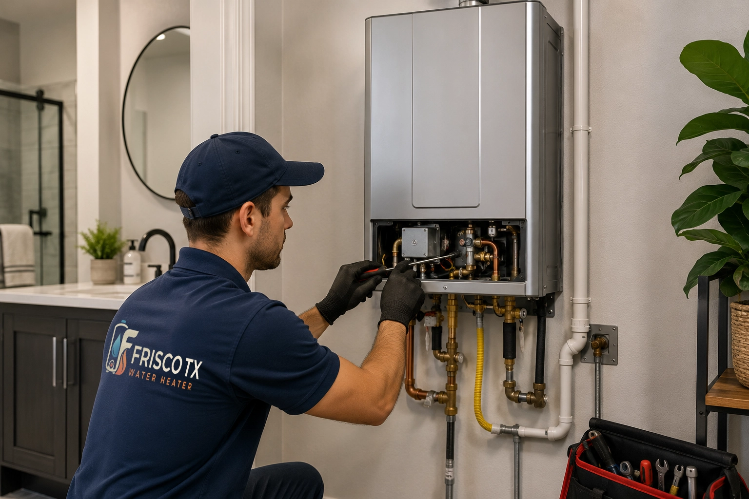 Install new tankless water heater
