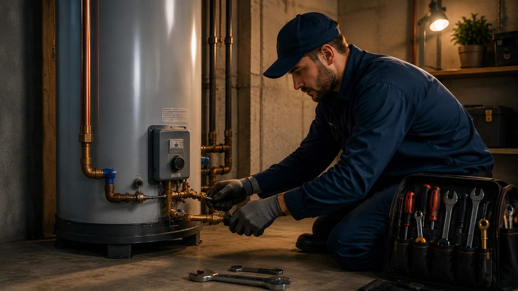 Professional water heater installation