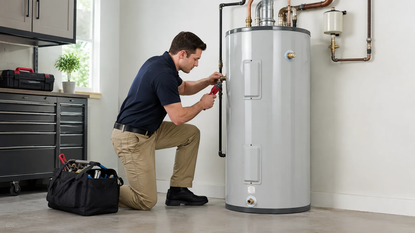 Professional water heater installation